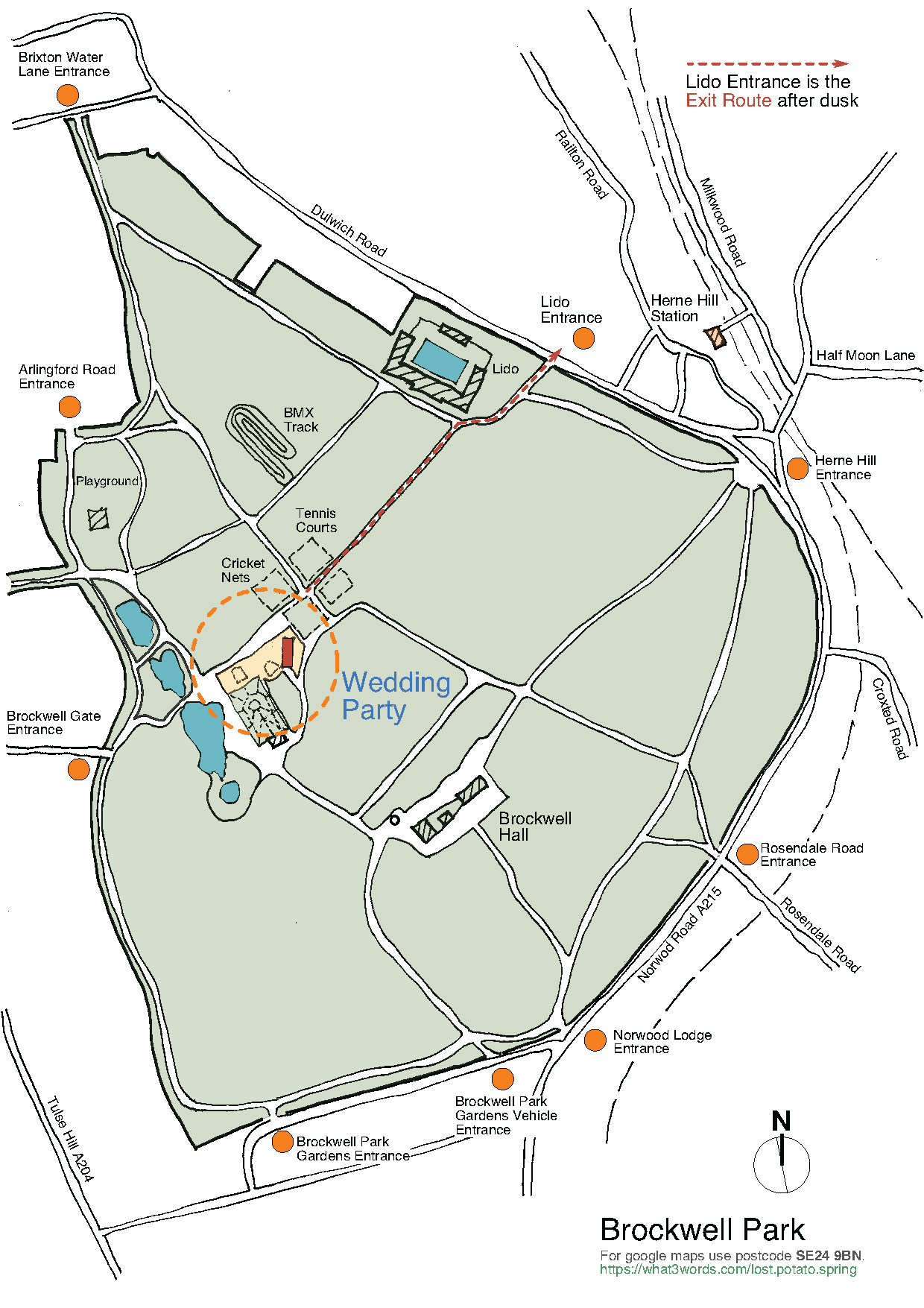 map of brockwell park